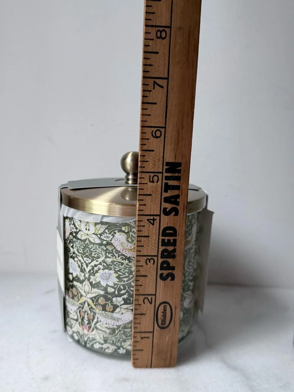 Morris & Co. Decorative canister- Sage Green & Gold strawberry thief’s pattern
